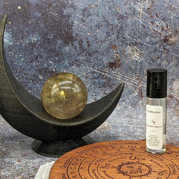 Wolfbrother Roller Ball Fragrance, Parfum à base d'huile de noix de coco inspiré du livre, Wheel of Time de Robert Jordan, Perrin Aybara Unisex Scent Gift