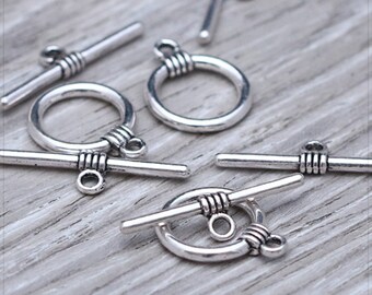 5 Stück #Z107 Silber Pfeil Toggle Bar Herz Set Knebelverschluss