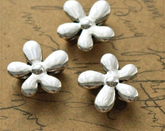 4x metalen knopen knopen naaien doe-het-zelf knutselen 3-gaats bloem bloemen zilver 19 mm