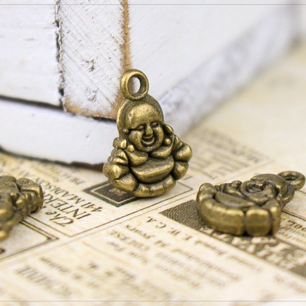 10x Anhänger Charm Buddha Symbol Buddhismus Schmuck DIY Basteln bronze 14x11mm