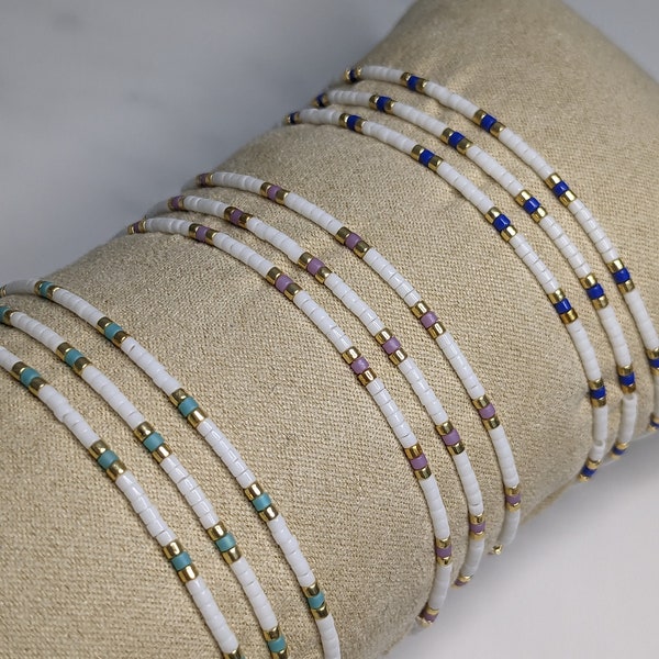 Duo De Bracelets En Perles Miyuki Delica - Tissage Français Multicolore Ajustable