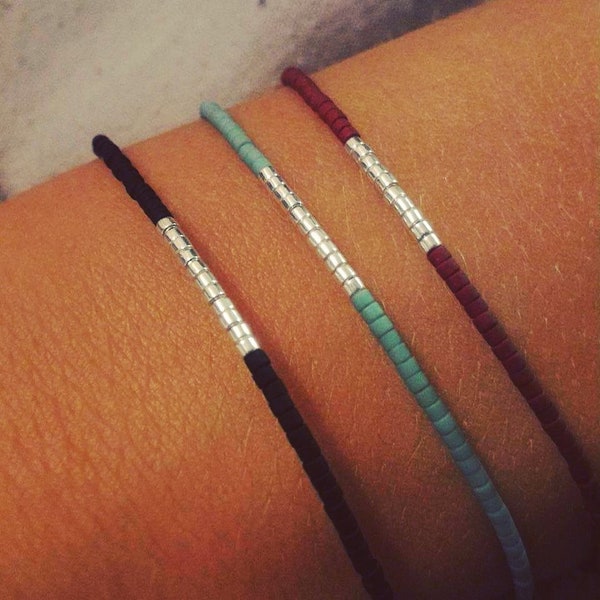 Lot de 3 bracelets élastiques, perles miyuki delica