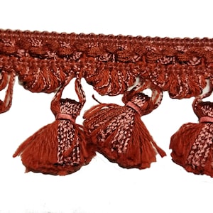 4 yards Conso 2-1/4&quot; Dk Rust Tassel Fringe Trim- Home decor fabric sewing pillow trim