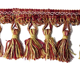 Conso Gold & Rust Cimarron (BNY09) 3.25" Tassel Fringe Trim- by the yard