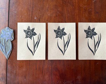 Daffodil Linocut Print (Black)