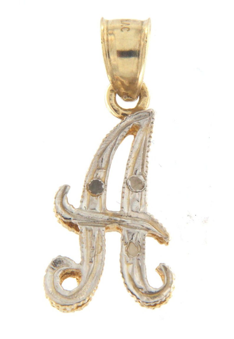 Initial A10kt yellow and white gold charm