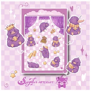 Niffler klassiek stickervel | Sticker Kawaii Fantastic Beast Schaafmachine | Stickers voor tijdschriften en plakboeken