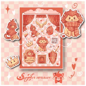 Feuille d'autocollants Rote Ritterlichkeit | Sticker rabot kawaii Harry Potter | Autocollants pour journaux et albums
