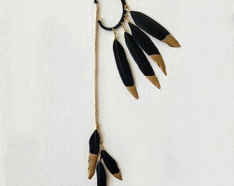 Black Feather Ear Cuff