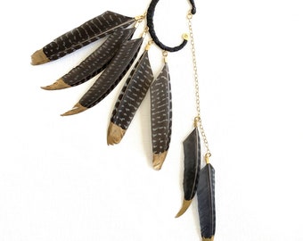 Feather Ear Cuff Black