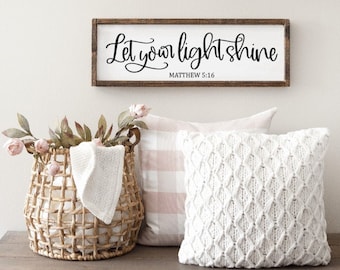 Let Your Light Shine Matthew 5:16 Sign, Christian Gifts, Scripture Sign