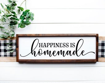 British Handmade wooden sign Happiness is homemade