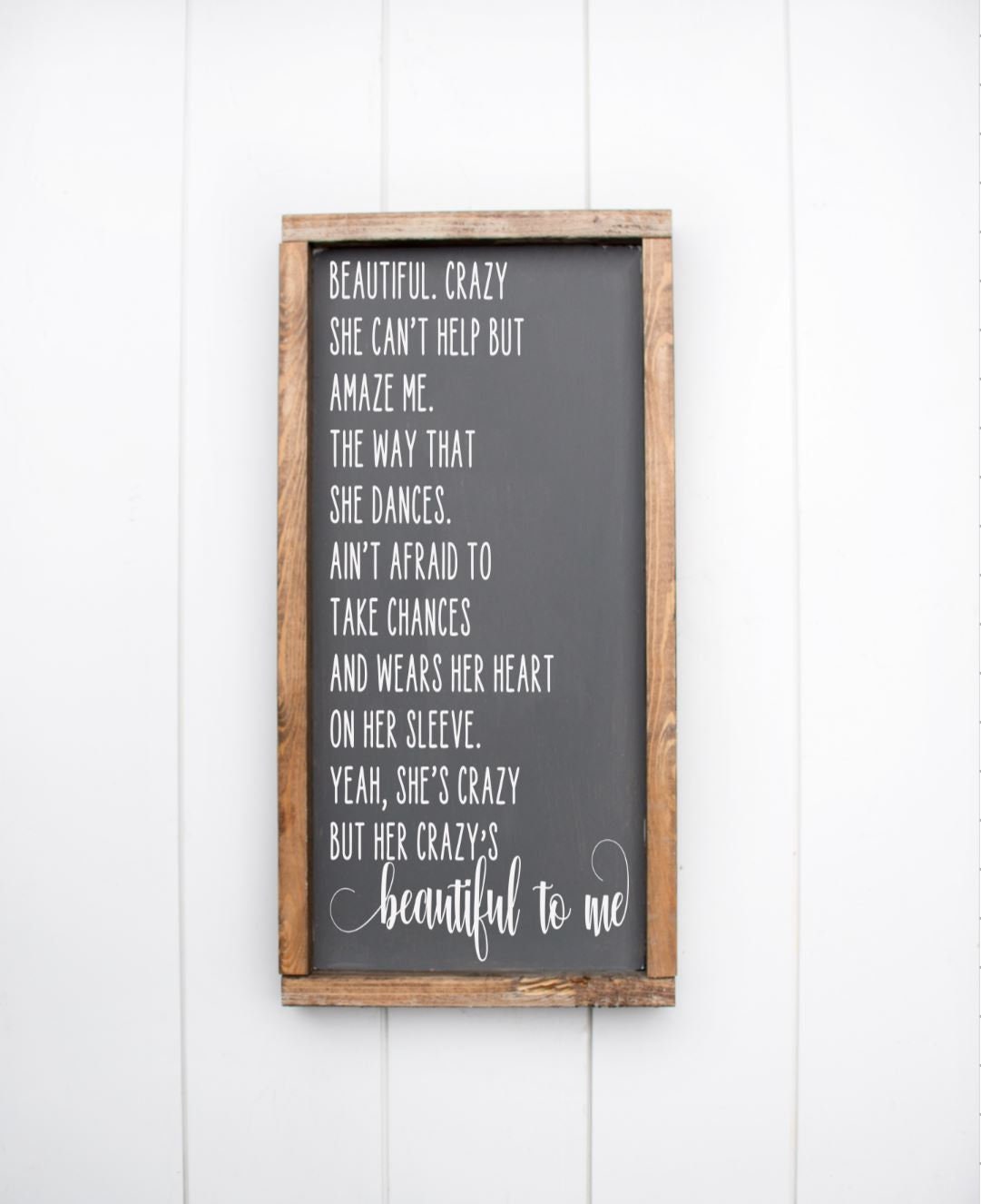 Luke Combs Beautiful Crazy Man Lady Couple Grey Song Lyric Quote Print -  Red Heart Print