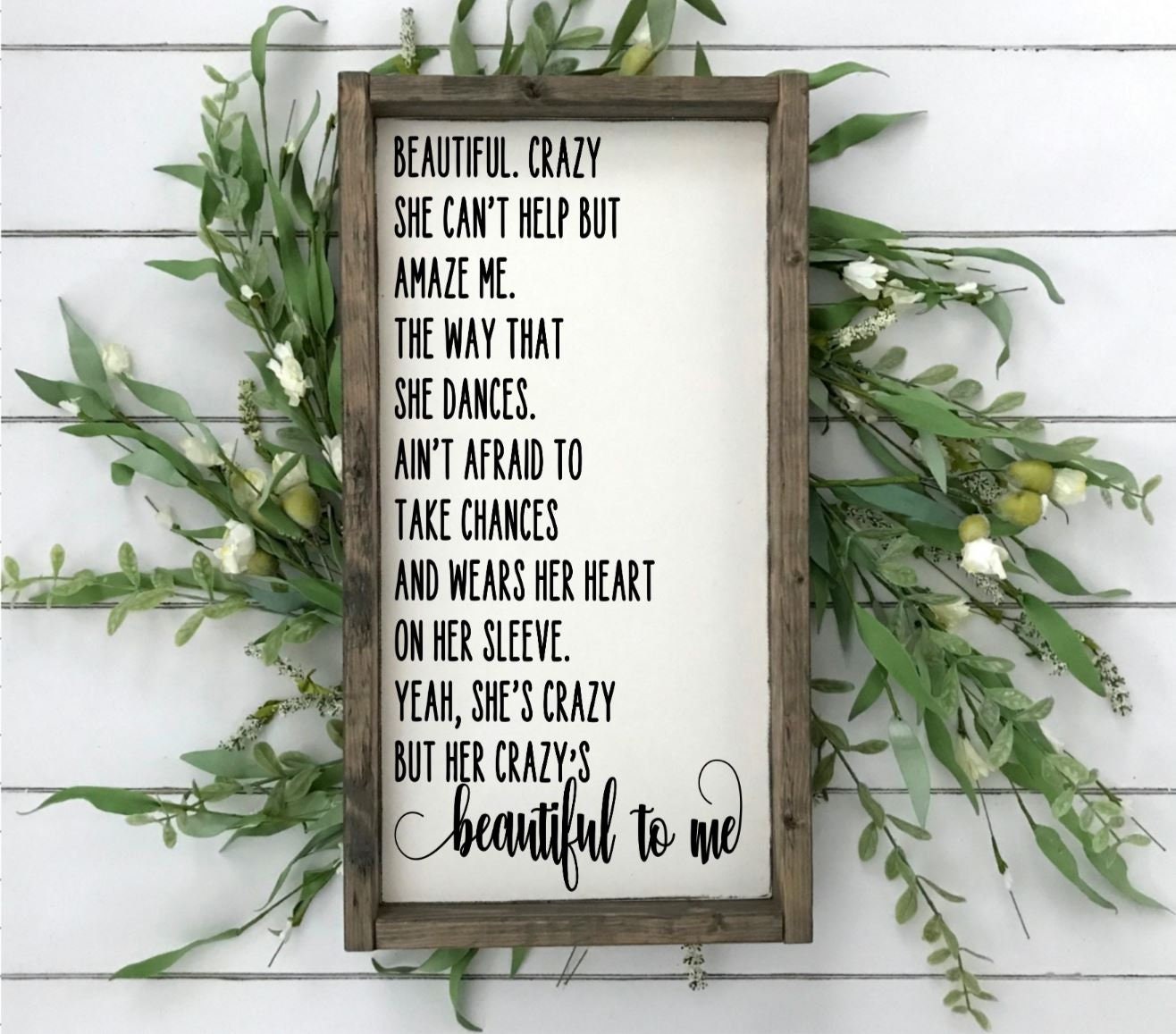 Luke Combs Beautiful Crazy Heart Song Lyric Print - Red Heart Print