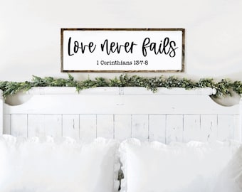 Love Never Fails Sign: 1 Corinthians Scripture, Christian Gift