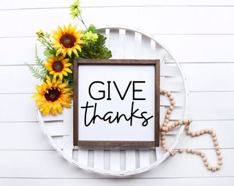 Give Thanks, Fall Wood Sign