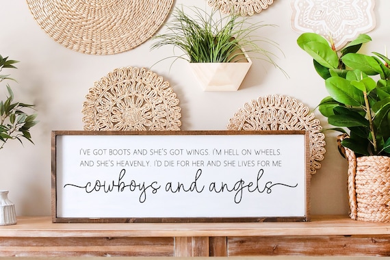 Cowboys And Angels Wood Sign