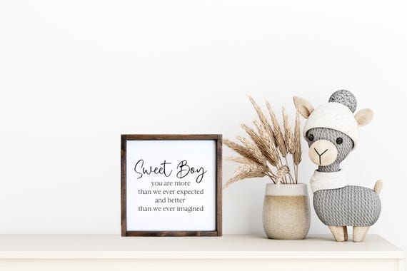 Sweet Boy Framed Wood Nursery Sign