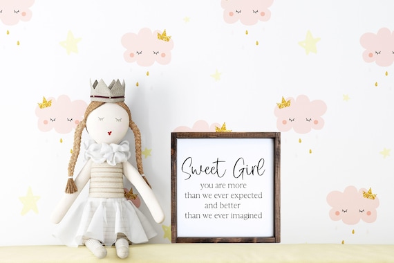 Sweet Girl Framed Wood Nursery Sign