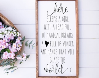 Here Sleeps A Girl Wood Sign