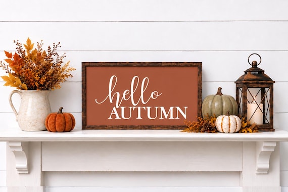 Hello Autumn Wood Sign