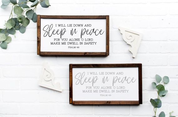 Sleep In Peace Psalm 4:8 Sign, Christian Gifts, Scripture Sign