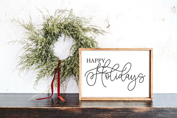 Happy Holidays Wood Christmas Sign