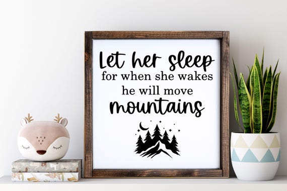 Let Her Sleep Framed Wood Nursery Sign