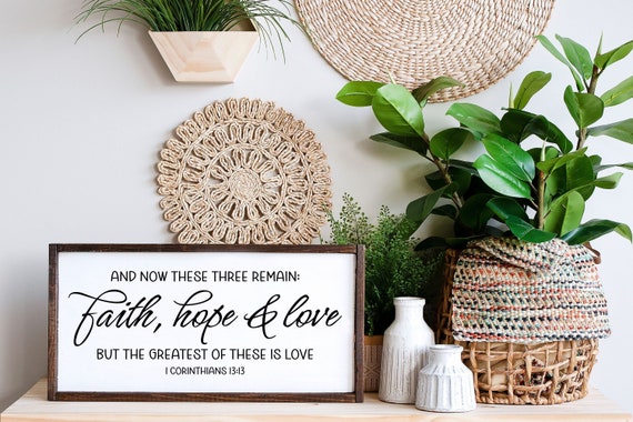Faith Hope And Love, 1 Corinthians 13:13 Sign, Christian Gifts, Scripture Sign