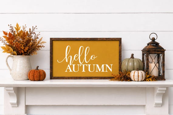 Hello Autumn Wood Sign
