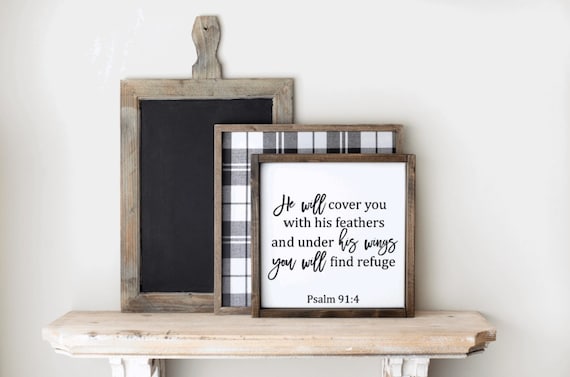 Psalm 91:4 Sign, Christian Gifts, Scripture Sign