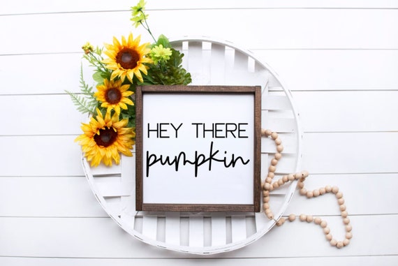 Hey There Pumpkin Framed Wood Sign