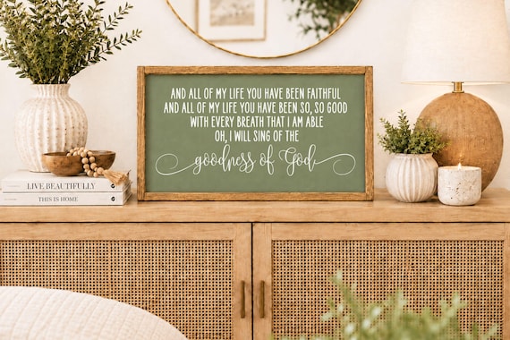 Goodness Of God Sign, All My Life You Have Been Faithful Wood Sign, Christian Wall Decor, Worship Song Lyrics Art