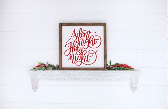 Silent Night Holy Night Framed Wood Sign