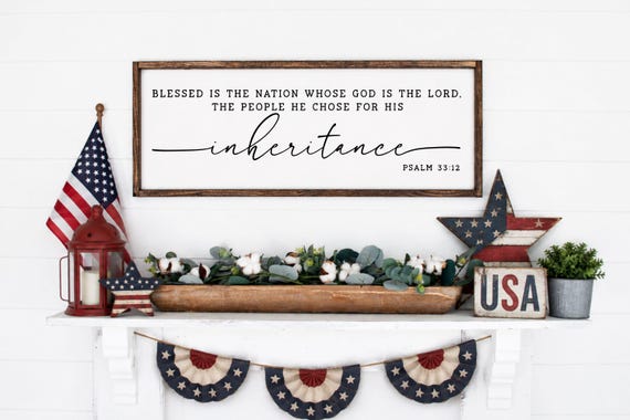 Psalm 33:12, Blessed Is The Nation Whose God Is The Lord Sign, Christian Gifts, Scripture Sign