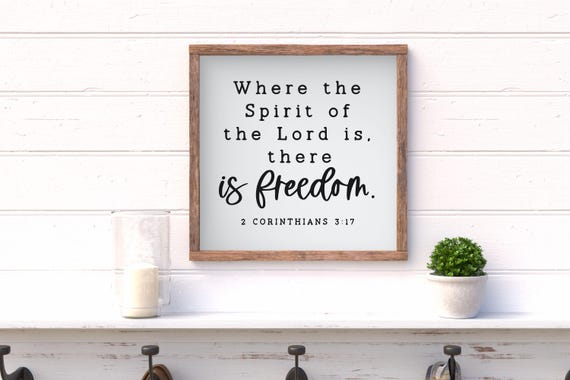 Scripture Wood Sign, 2 Corinthians 3:17 Freedom Verse, Framed Wall Art