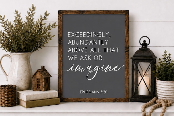 Ephesians 3:20 Scripture Sign, Hand-Painted Wood, Christian Home Decor