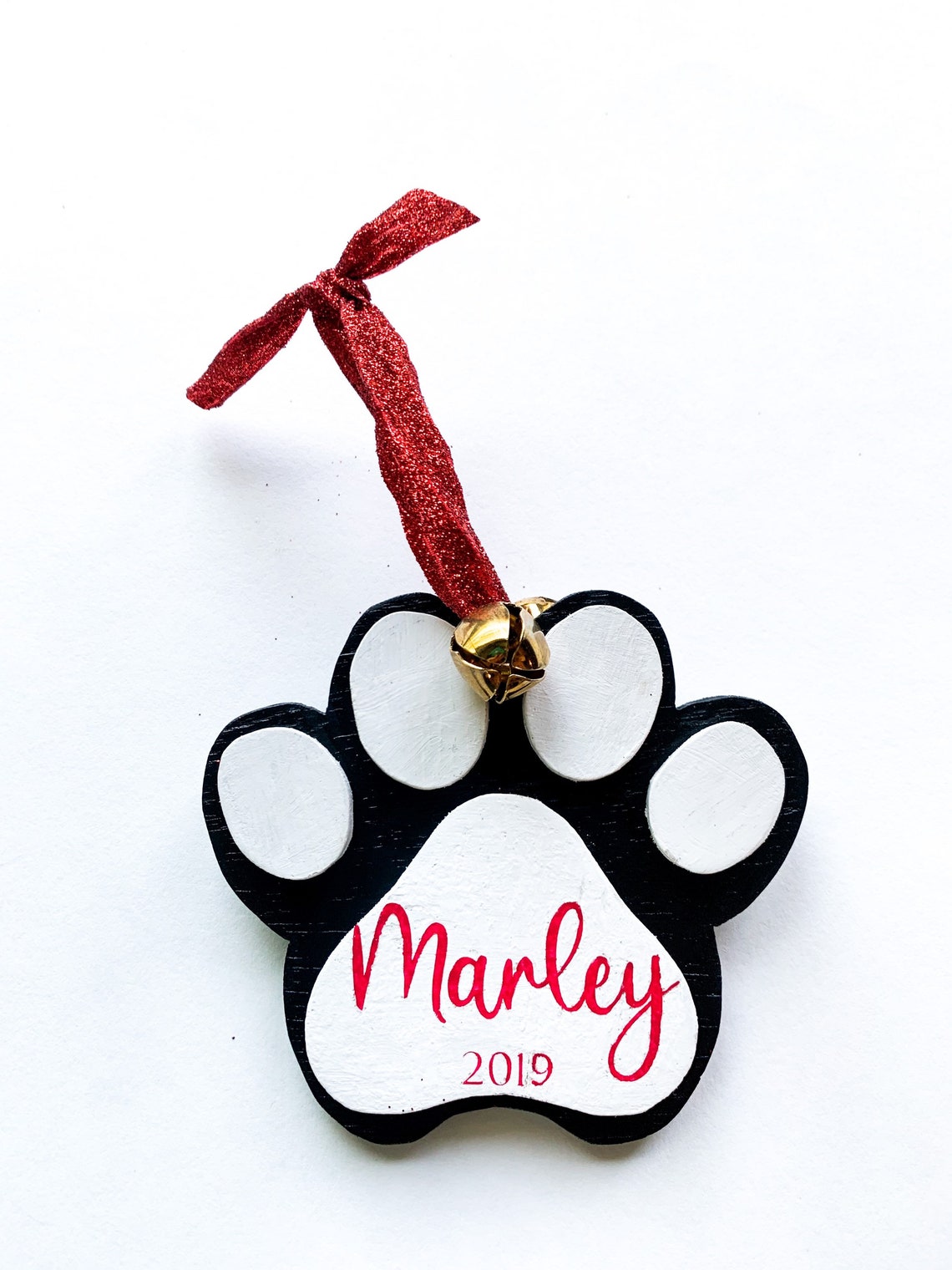 Personalized Paw Print Ornament Wood Dog Ornament New Puppy Etsy