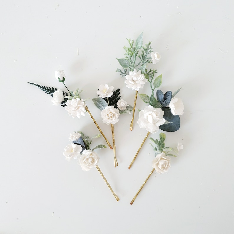 Flower Hair pins Bridesmaids Bridal flower hair pins Etsy