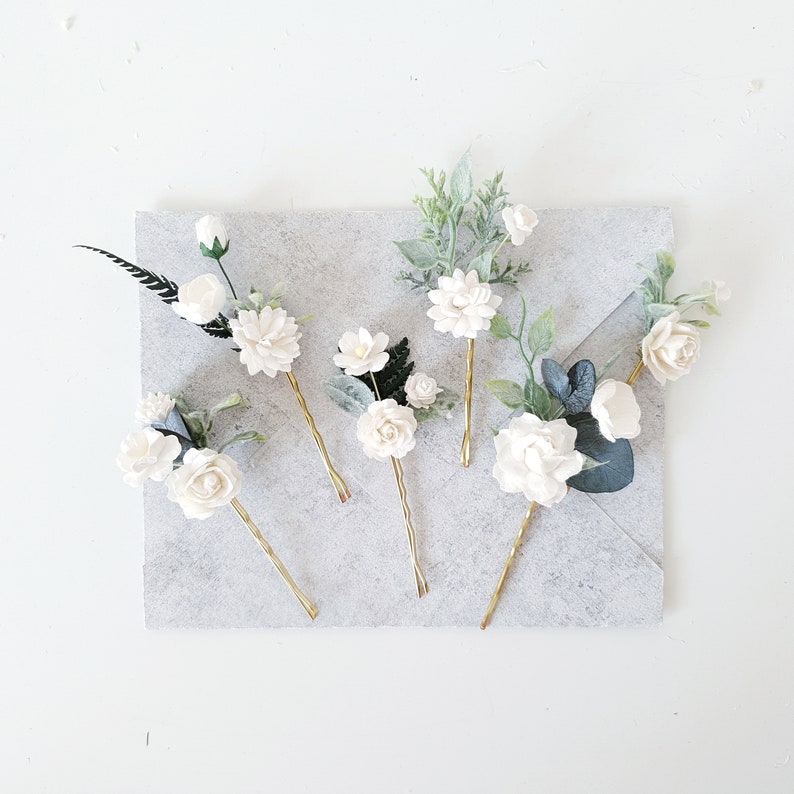 Flower Hair pins Bridesmaids Bridal flower hair pins Etsy