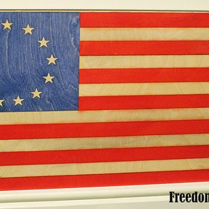 Laser Cut Wood Pieced Betty Ross Flag