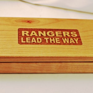 Engraved Wooden Pen Box - Rangers Lead the Way