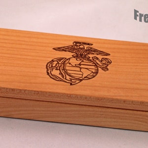 Engraved Wooden Pen Box - Marine Corps