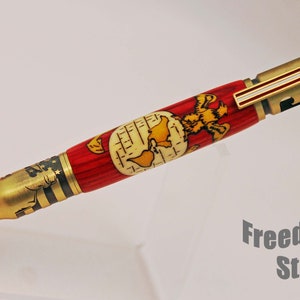 Patriotic Themed Bolt Action Pen - Marine Corps Salute the Troops