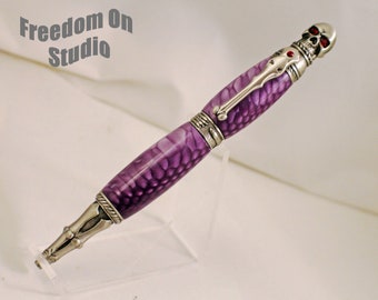 Skull Pen  - Purple Juma - Hand turned