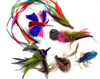 Zabawki Rainbow Feather Critter: rdzeń skórzany, szenil, sierść jelenia – 6 szt.