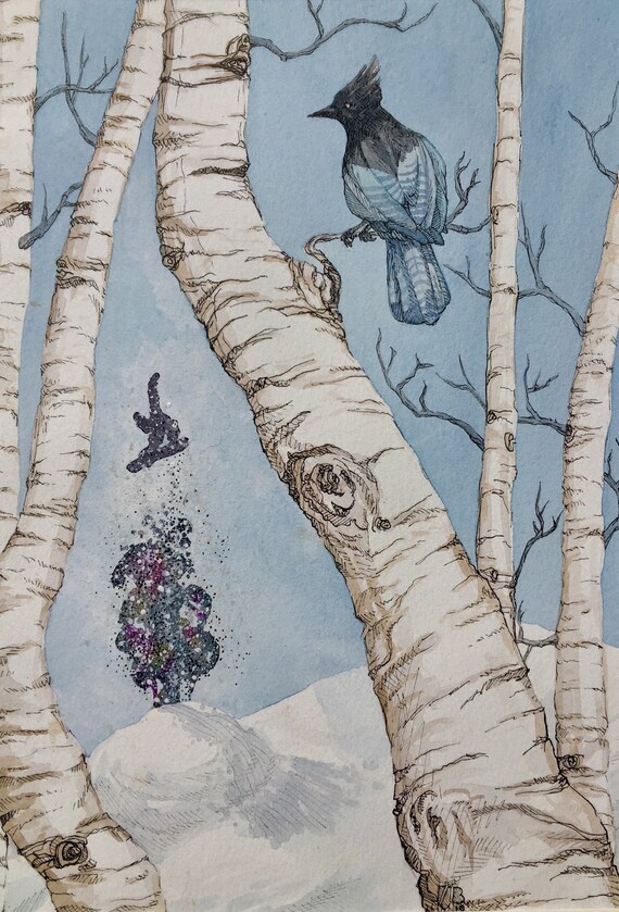 Stellar Jay Heights Watercolor Painting Watercolor Prints - Etsy