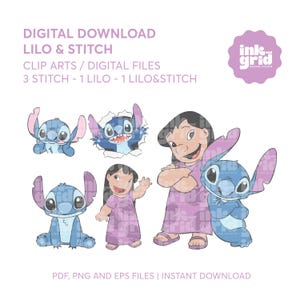 Lilo & Stitch Characters - Cliparts (PNG, EPS, PDF) 1 Lilo, 3 Stitch, 1