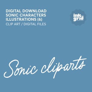 Sonic Characters - Cliparts (PNG, EPS, PDF) 2 Sonic, 2 Tails and 2 Knuckles - Large Format Digital Files