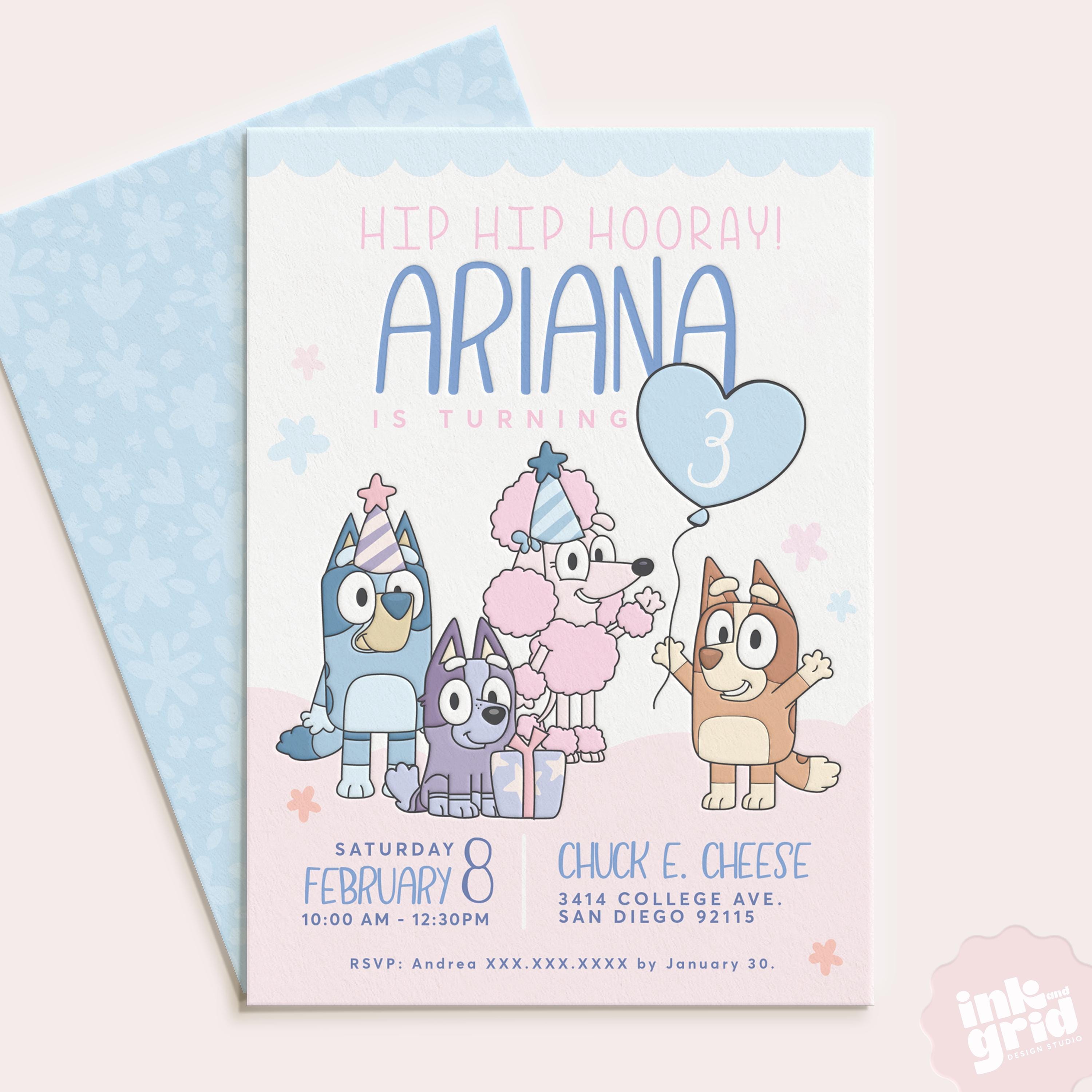 Modern Bluey Invite